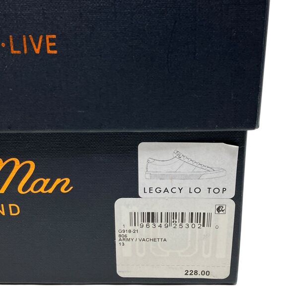 Good Man Brand Sneakers Mens 13 Legacy Lo Top Midtown Stripe Army Vachetta Suede - Picture 9 of 14